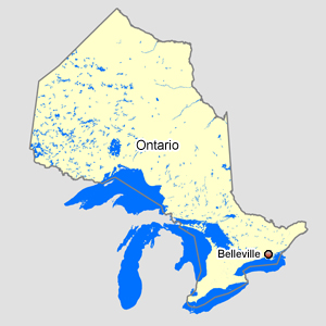 Map of Ontario with Belleville